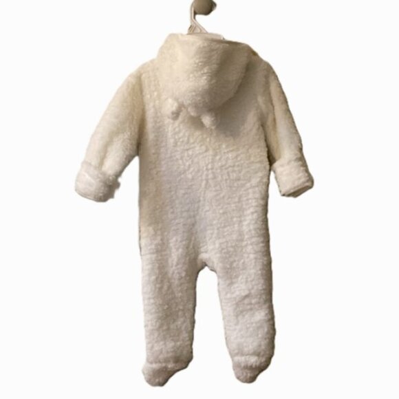 One-Piece Hooded Fleece | Hudson Baby Sleep and Play | Cream Bear | 9-12M - Picture 3 of 11
